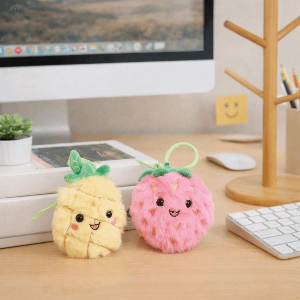 Super Soft-haired Fruit Plush Charm Miniature Strawberry/Pineapple Shape Plush Fruit Ornament Plush Stuffed Doll Bag Decoration