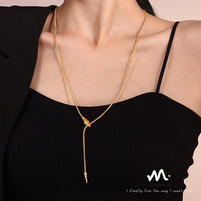 Schicke Schlangenkopf-Halskette - Europäischer & Amerikanischer Stil, Kaltes Design, Edelstahl, Langes Trendiges Straßenaccessoire.