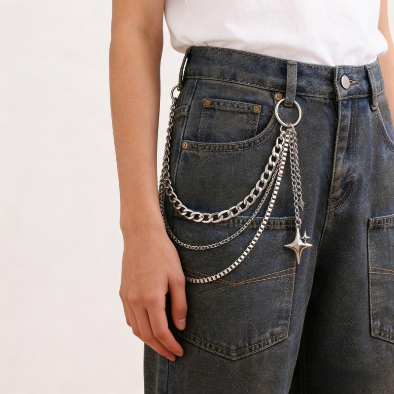 

Punk Multilayer Metal Star Pendant Pant Belts Chain Hip Hop Waist Keychains Jeans Chains Women Trendy Jewelry Accessories Gifts