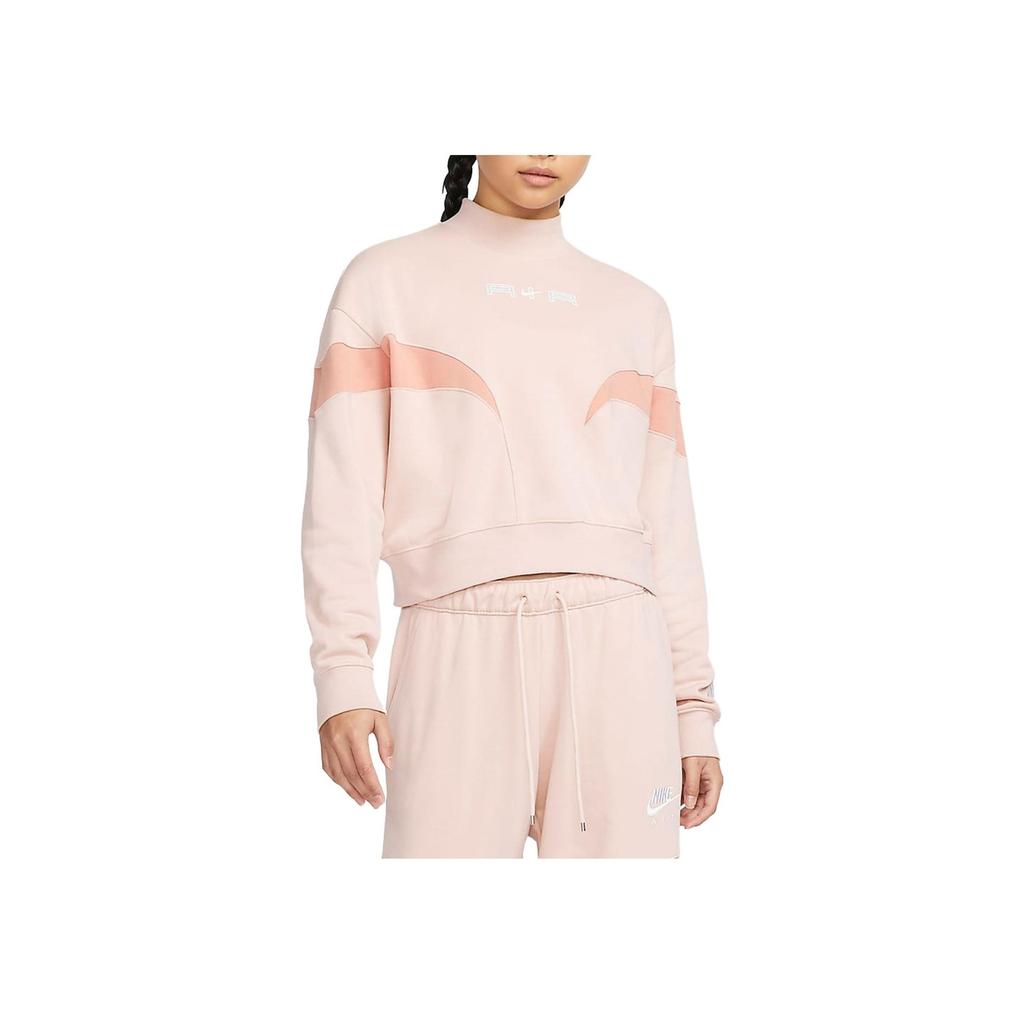 Nike Logo Printed Stand Collar Short Sleeve Knit Sweatshirt Women sweatshirt Pink DD5434-601