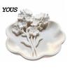 Small Item Organizer 3D Printed Floral Jewelry Tray with Wavy Edge, Carving Flower Earrings Ring Holder Necklace Dish Tray, Decorative