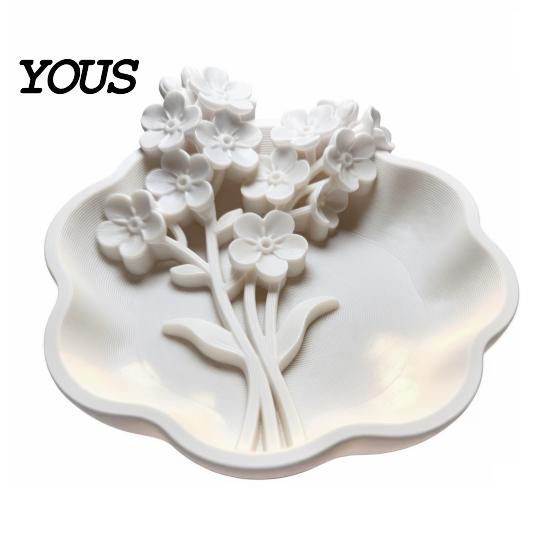 Small Item Organizer 3D Printed Floral Jewelry Tray with Wavy Edge, Carving Flower Earrings Ring Holder Necklace Dish Tray, Decorative