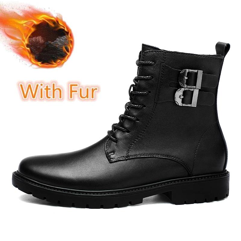 Fashion Street Style Male Walking Footwear Luxury Brand Outdoor Boots High Quality Man Ankle Boots Warm Plush Fur Winter Shoes High Top