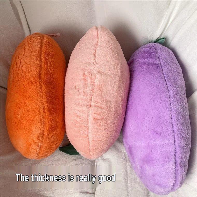 Real Fruit & Veggie Peach Pillow – Cute Office Sofa Back Support & Birthday Gift