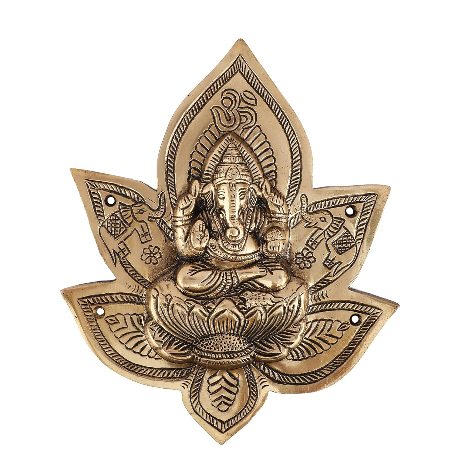 

Pure Brass Ganesh On Leaf Wall Hanging Idol, Pooja Home, Office, Door, Temple