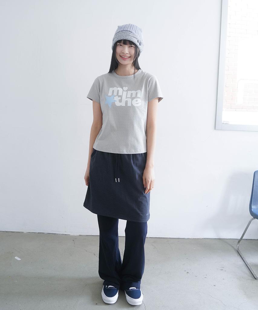 Mimdeowodeulobeu Mimthe Star Dot Crop T-Shirt_Light Gray