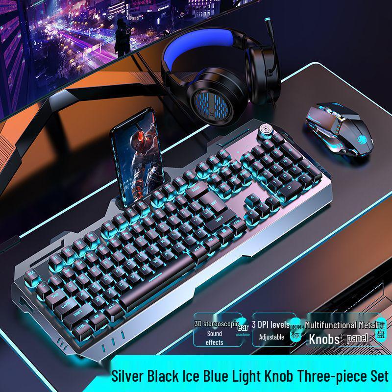 Pioneer 810 Gaming Set: Mechanical Feel Keyboard, Mouse, Headset with Knob