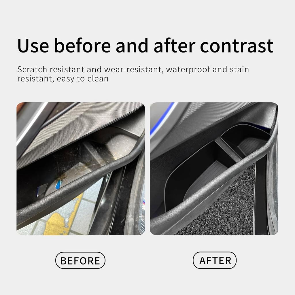 Smabee 4PCS Rear Door Side Organizer for BMW X5 2019-2025 Door Side Storage Box 2024 Accessories TPE Rear Car Door Slot Tray Organizer Black