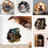 Holiday Theme Wall Decor Christmas Cute Mouse Break‑Through Decals 3D Hole Self‑Adhesive Removable PVC Art Stickers DIY for Living Room Entryway