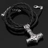 Titanium Steel Thor's Hammer Pendant Necklace - Viking Odin Design for Men and Women