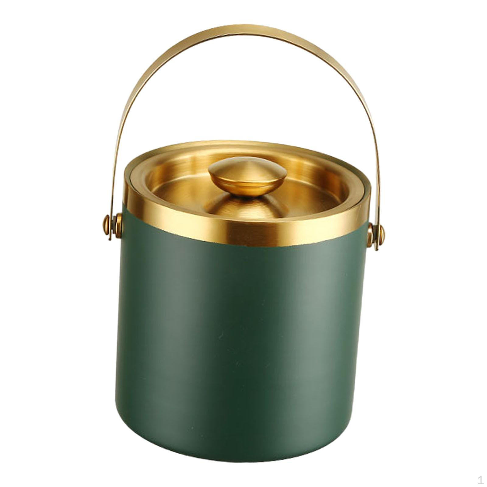 

Elegant Stainless Steel Ice Bucket with Easy Grip Handle 2L Green