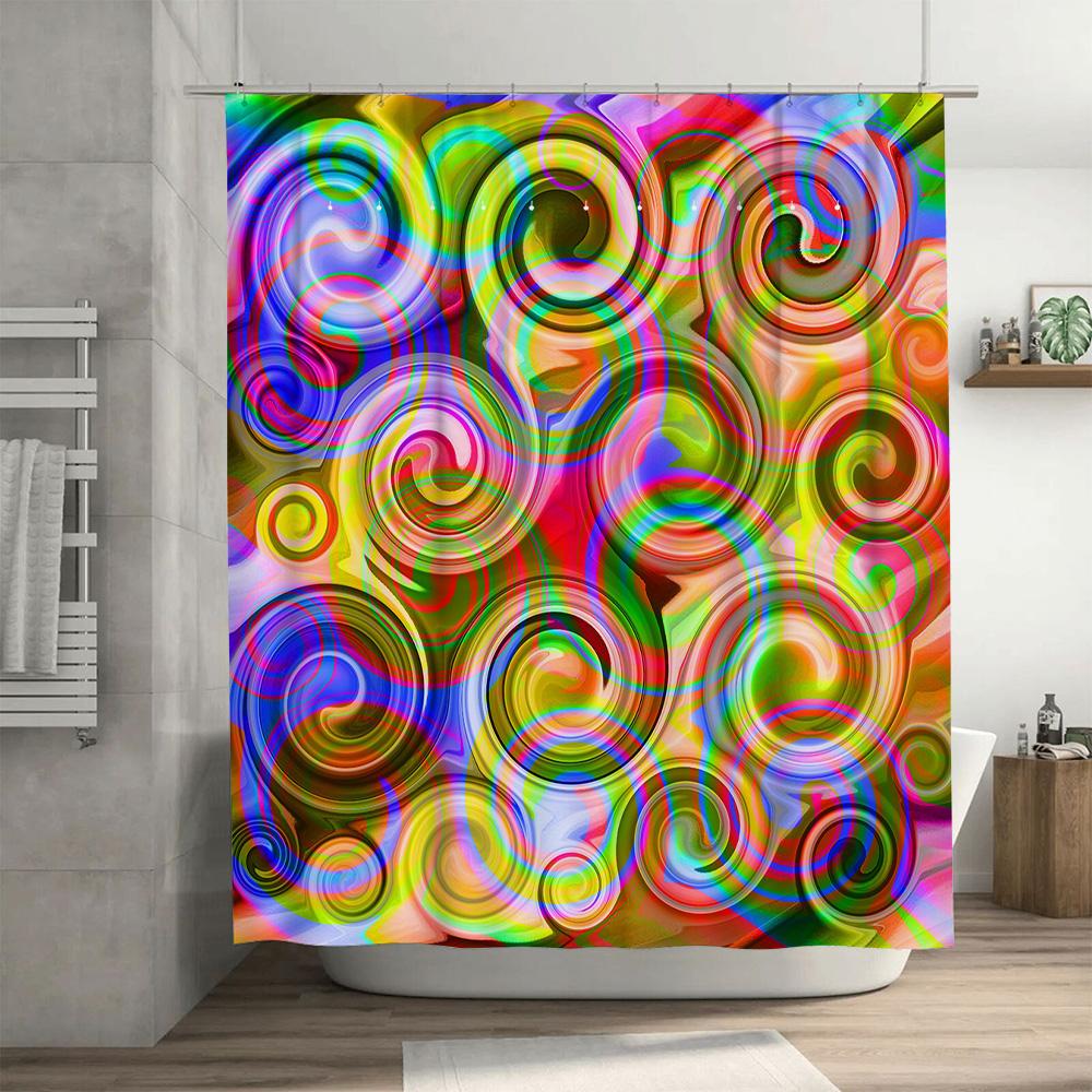 Vibrant Abstract Shower Curtain Waterproof Non-toxic Unique Design for Bathroom Decorations