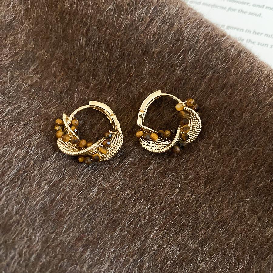 Geometrické ušní manžety Maillard Tiger's Eye: Retro Niche High-End Náušnice