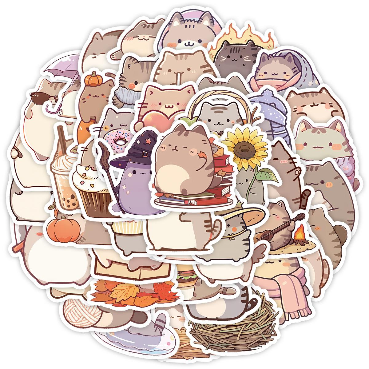 

50 Kawaii Kitten Graffiti Stickers Cute Style Stationery Stickers Water Cup Computer Waterproof Decorative Stickers