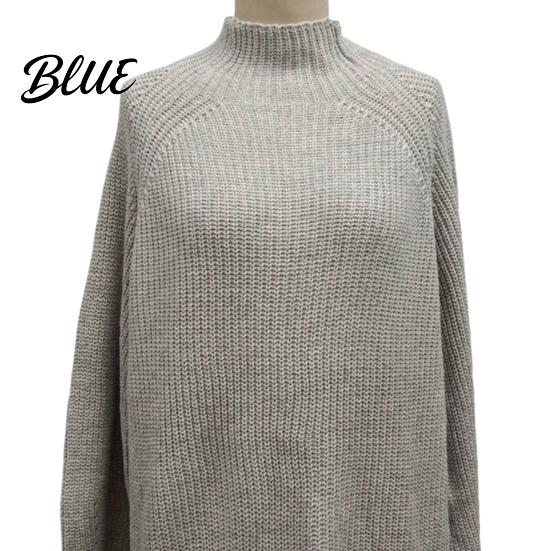 Sweater Dress Solid Color Half High Collar Raglan Long Sleeve Loose Fit Knitting Autumn Winter Mini Knitwear Knit