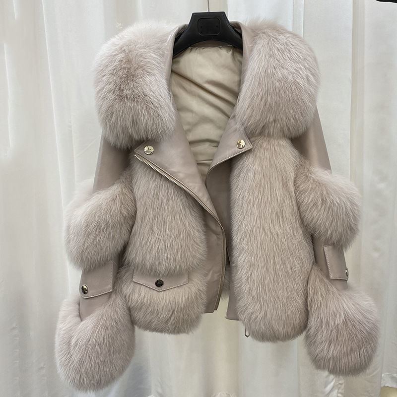 Imitation fox fur, imitation fur jacket, women's thick autumn and winter styles, stacked collar fur, imitation fur integrated small fragrance