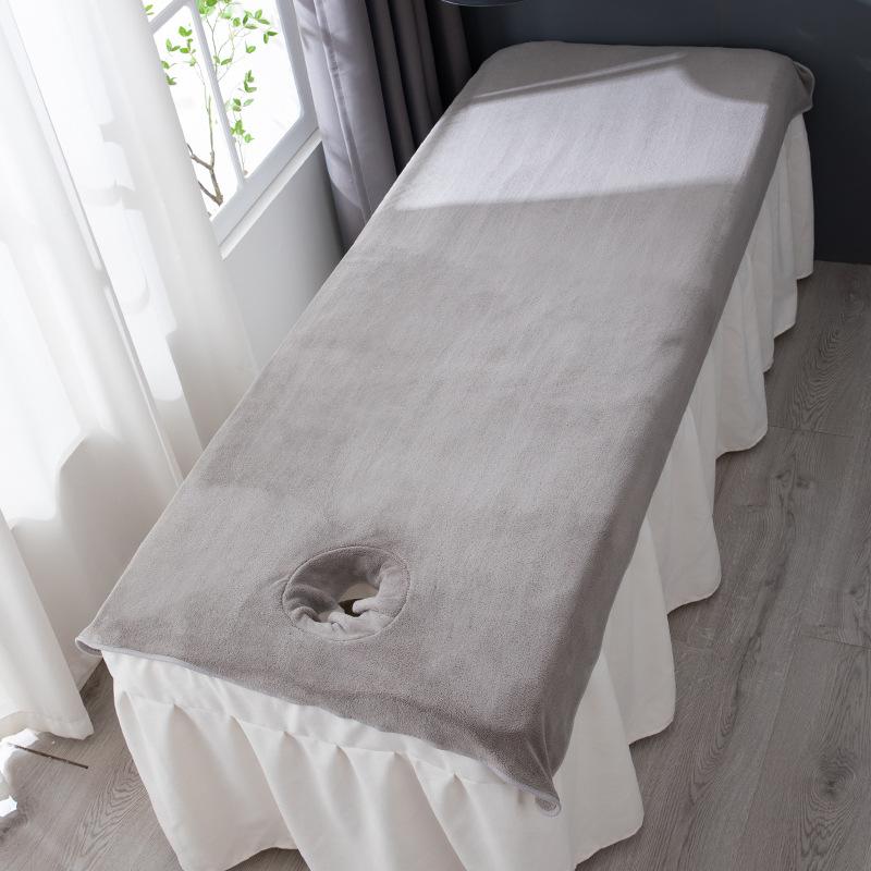 Coral Fleece Beauty Massage Bed Cover Sheet SPA Massage Bed Table Cover Face Hole Body Spa Salon Bedspread Decoration