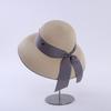 Retro French Hepburn Straw Hat Bow Female Summer Seaside Big Brim Sun Protection Shade Travel Vacation Leisure Wild Brim Beach H