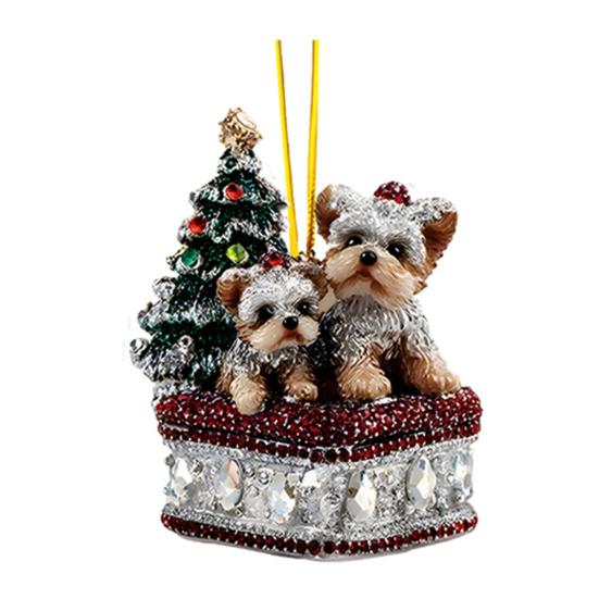 Christmas Ornament 2D Flat Acrylic Santa Claus/Snowman/Puppy Christmas Tree Hanging Ornaments for Holiday Tree Window Wall Decor