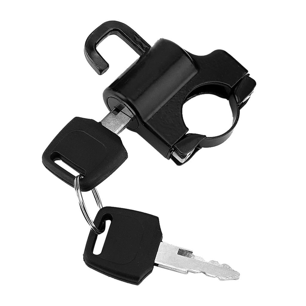22mm Handlebars Universal Motorcycle Helmet Security Lock Padlock with 2 Keys (Black)
