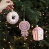 Yousheng Christmas Ornament Sparkling Pink Series Ice Cream Doughnut Shape Hanging Pendant Farmhouse Xmas Decor