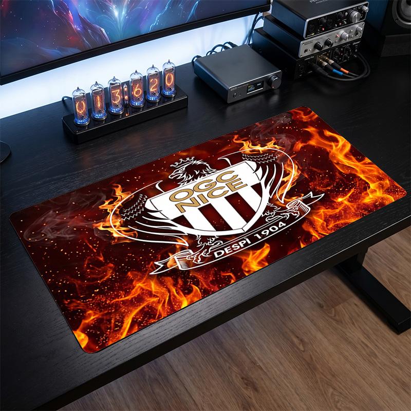 OGC Nice FC Theme Pattern Mouse Pad, Soccer Logo Design XXL Gaming Desk Mat Non-Slip Computer Mouse Pad