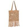 Bohemian Style Solid Color Large Capacity Women Casual Woven Bag With Tassels For Summer Beach Vacation Women