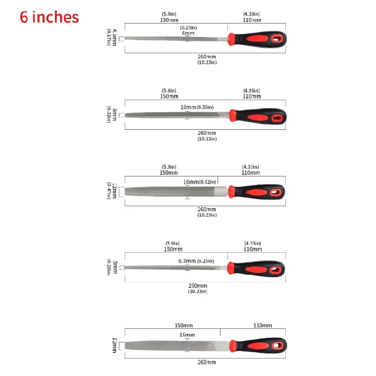 5 Stück 6/8/10/12 Zoll Hochleistungs-Kohlenstoffstahl-Feilenkollektion für Holz-Metallbearbeitung Sortiment Handwerk und Formgebung