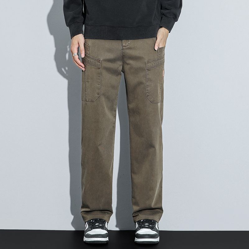 Men's Loose Straight Casual Work Pants Trendy Multi-Pocket Autumn Winter Workwear