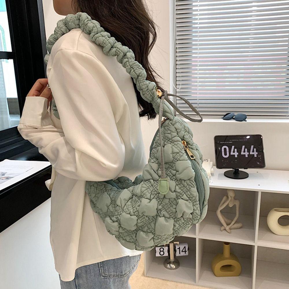 Dumplings Bag Rhombus Plaid Handbag Korean Style Bubble Cloud Bag Cute Korean Shoulder Bag  Lady