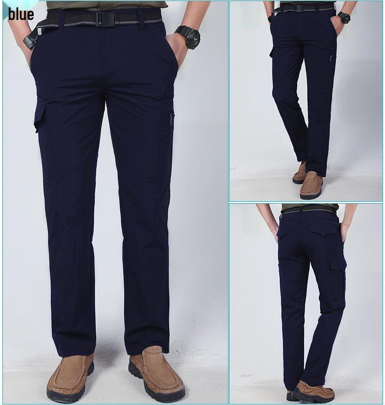 [Manufacturer] Men's Quick-Dry Multi-Pocket Cargo Trousers - Lightweight, Loose Fit for Outdoor and Tactical Use, Size 105