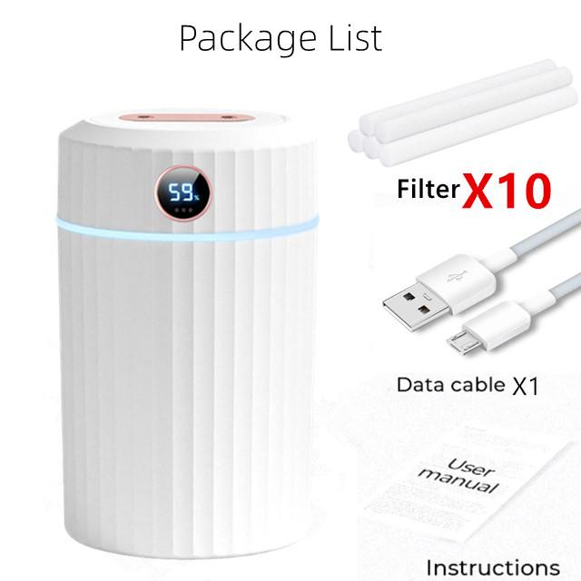 Umidificatore d'aria 2l Doppio ugello Diffusore di aroma e fragranza per oli essenziali Diffusore per aromaterapia a ultrasuoni con display dell'umidità