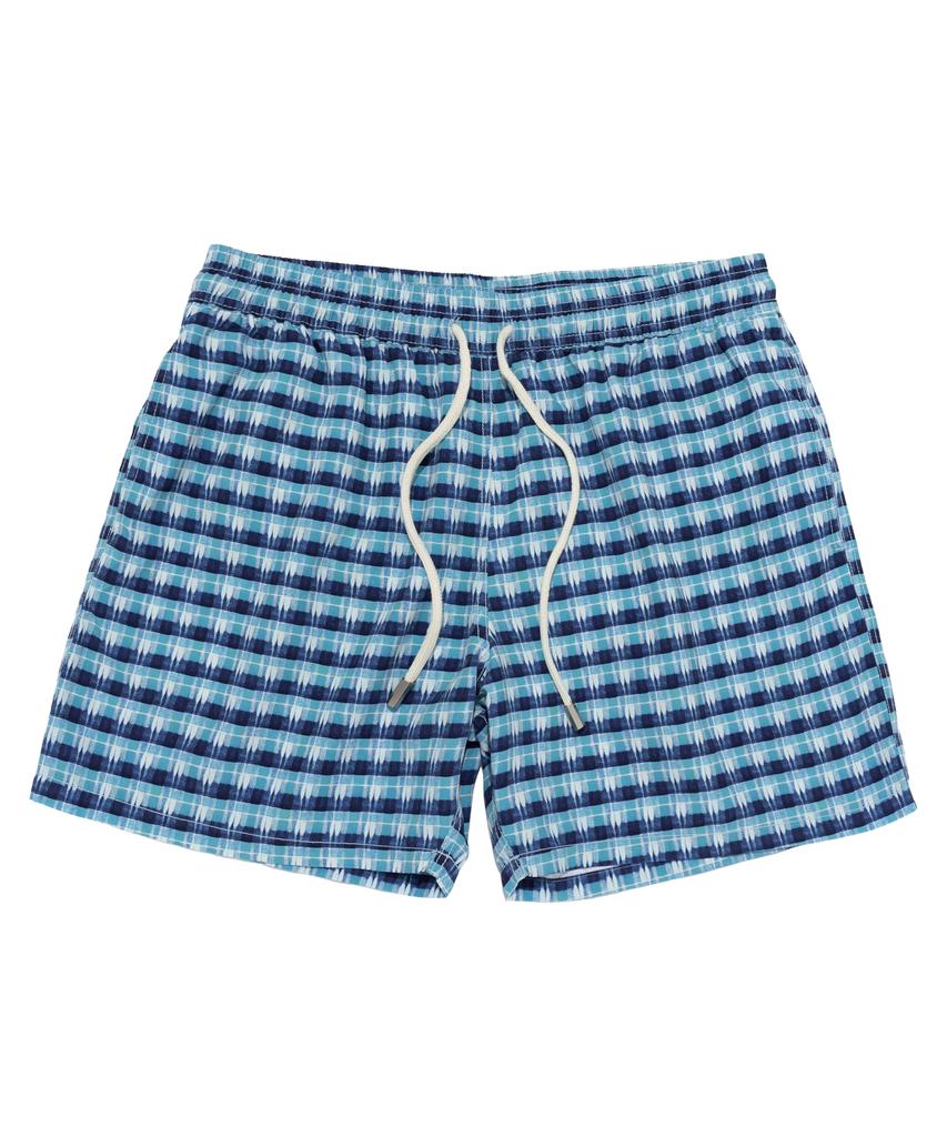 Billalei Riviera Check Men'S Swim Shorts - Aqua Blue