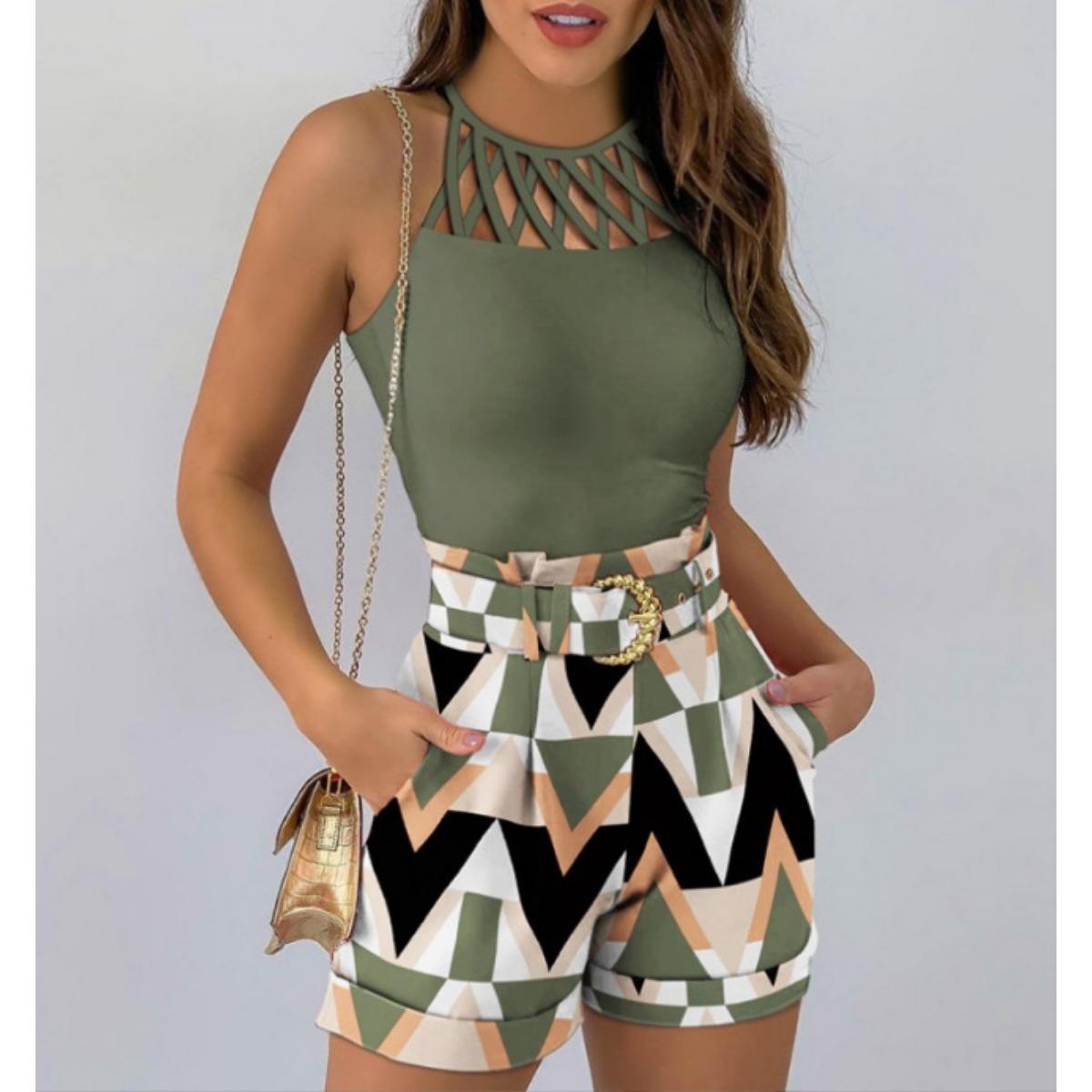 

Без рукавов, свисающая горловина новый повседневный модный костюм женская одежда S