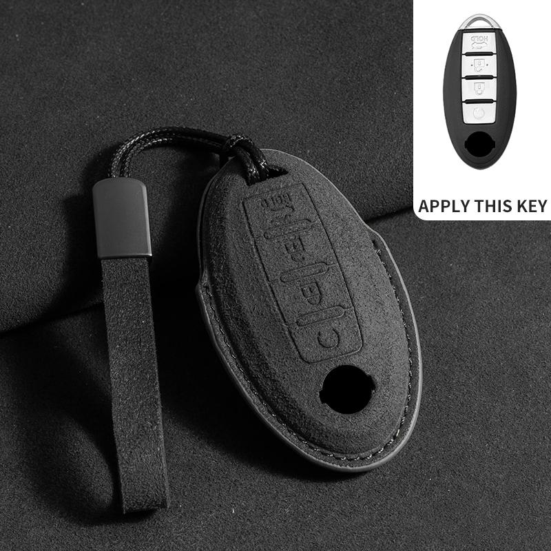 Suede Car Key Case For Nissan Rogue XTrail T32 T31 Qashqai J11 J10 Kicks Tiida Pathfinder Murano Juke Sentra Maxima Rogue Armada