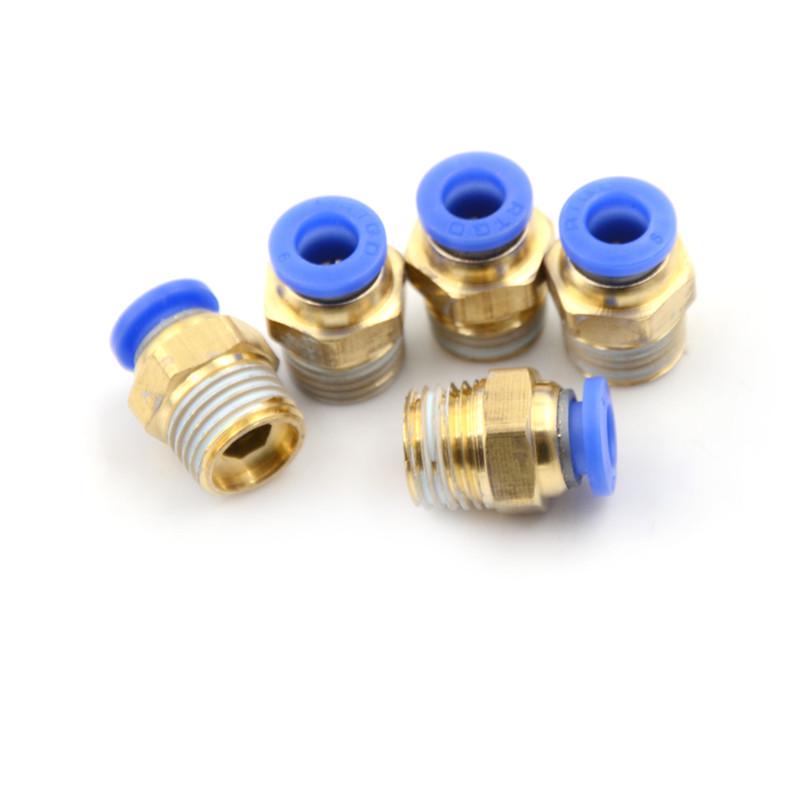 5 stk hann 1/4" - 6 mm rett innskyvningstilpasning pneumatisk trykk for å koble til luft