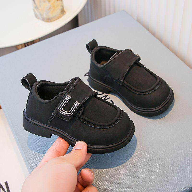 

2025 Autumn Fashion Kids British Style Leather Loafers - Versatile Korean-Inspired Shoes for Boys and Girls 13.5cm чёрный