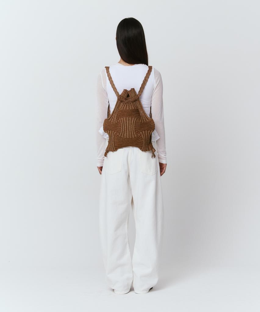 Pleatsmama Nieuwe Strik Rugzak Glitter Camel