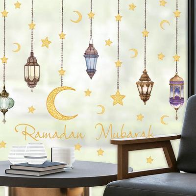Eid Window Stickers Ramadan Decoration Eid Mubarak Decor For Home Wall Stickers Ramadan Kareem Islam Muslim Party Supplies