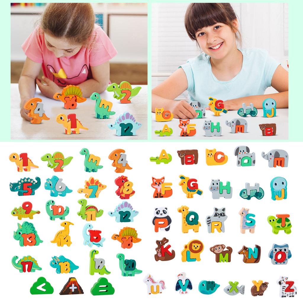 Early Childhood Education And Brain-training Number Board, Number Matching Hand , Cartoon Dinosaur Animal Building Block Toy