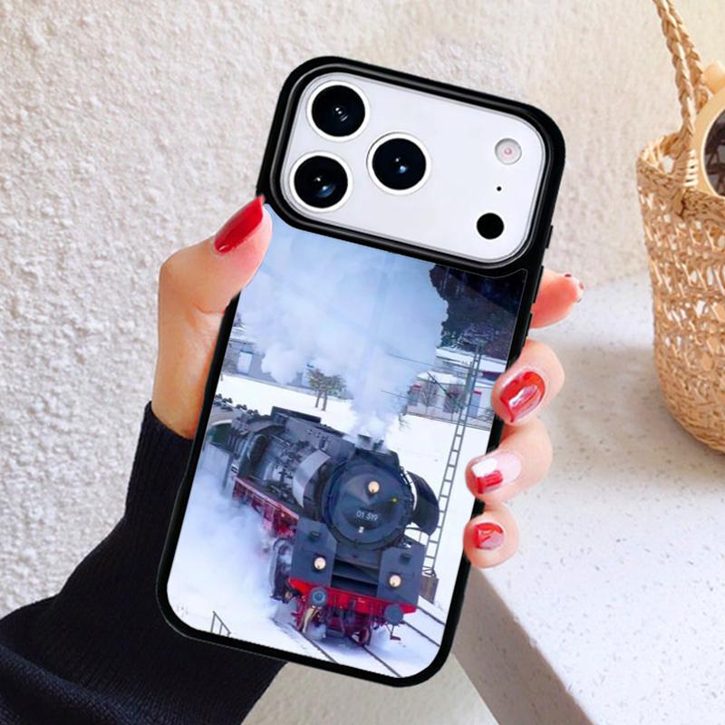 Train Snow Locomotive Railway Phone Case For iPhone 17 Air 16 15 14 13 12 11 Pro Max Plus