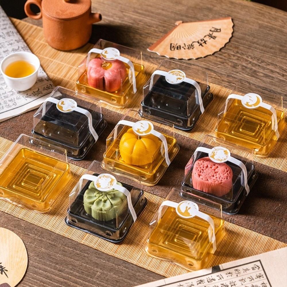 50pcs Transparent Muffin Container Box Square Shape Cookies Sealed Storage Box  Wedding
