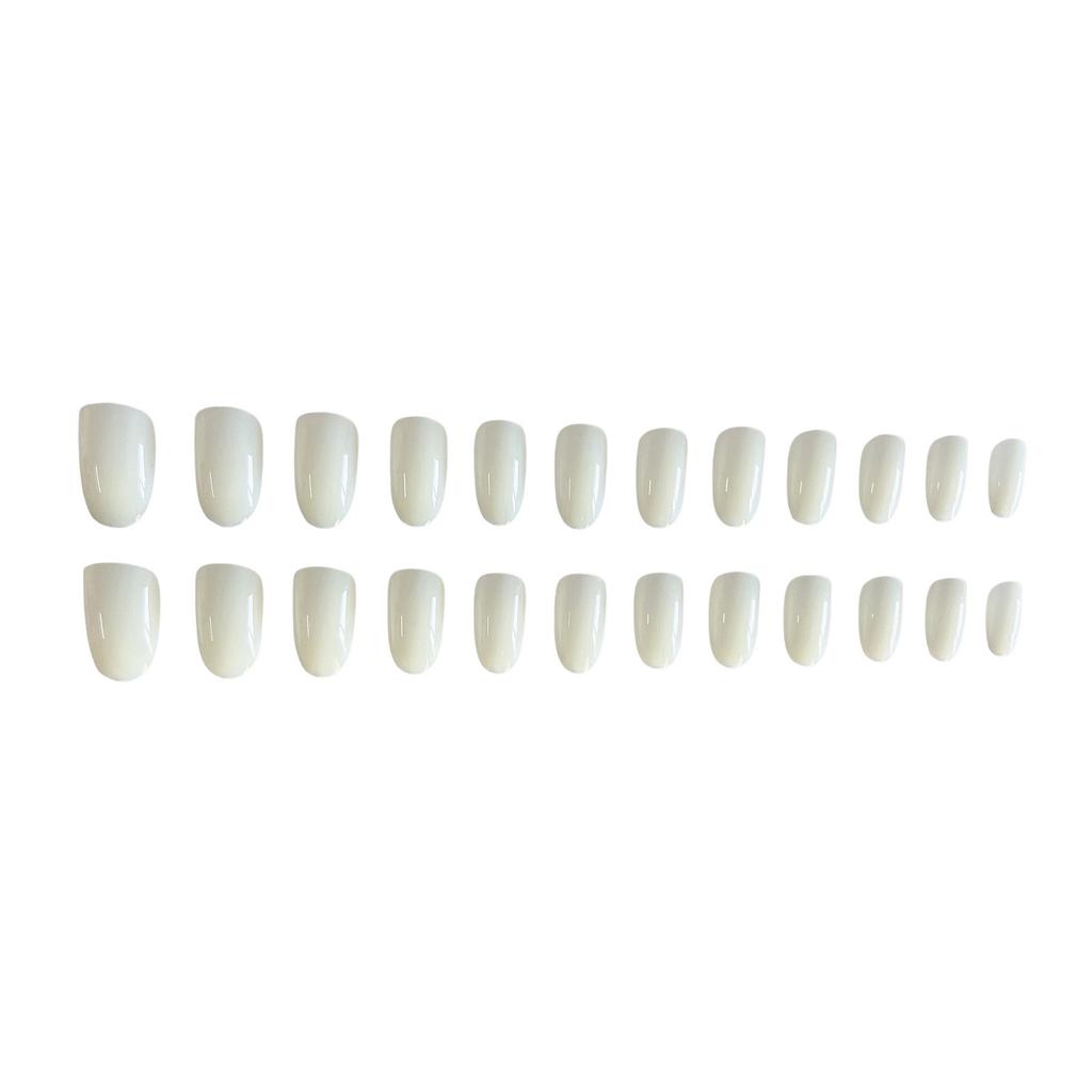 Solid Milky White Mid-length Fake Nails Lightweight and Easy to Stick Fake Nail for Fingernail DIY Decoration