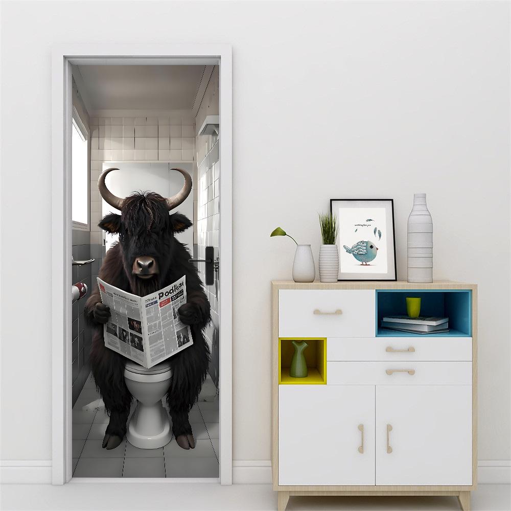 Fantastic Animal Self-Adhesive Wallpaper, Bedroom Self-Dipping 3D Door Sticker, Advanced Waterproof Door Frame Sticker