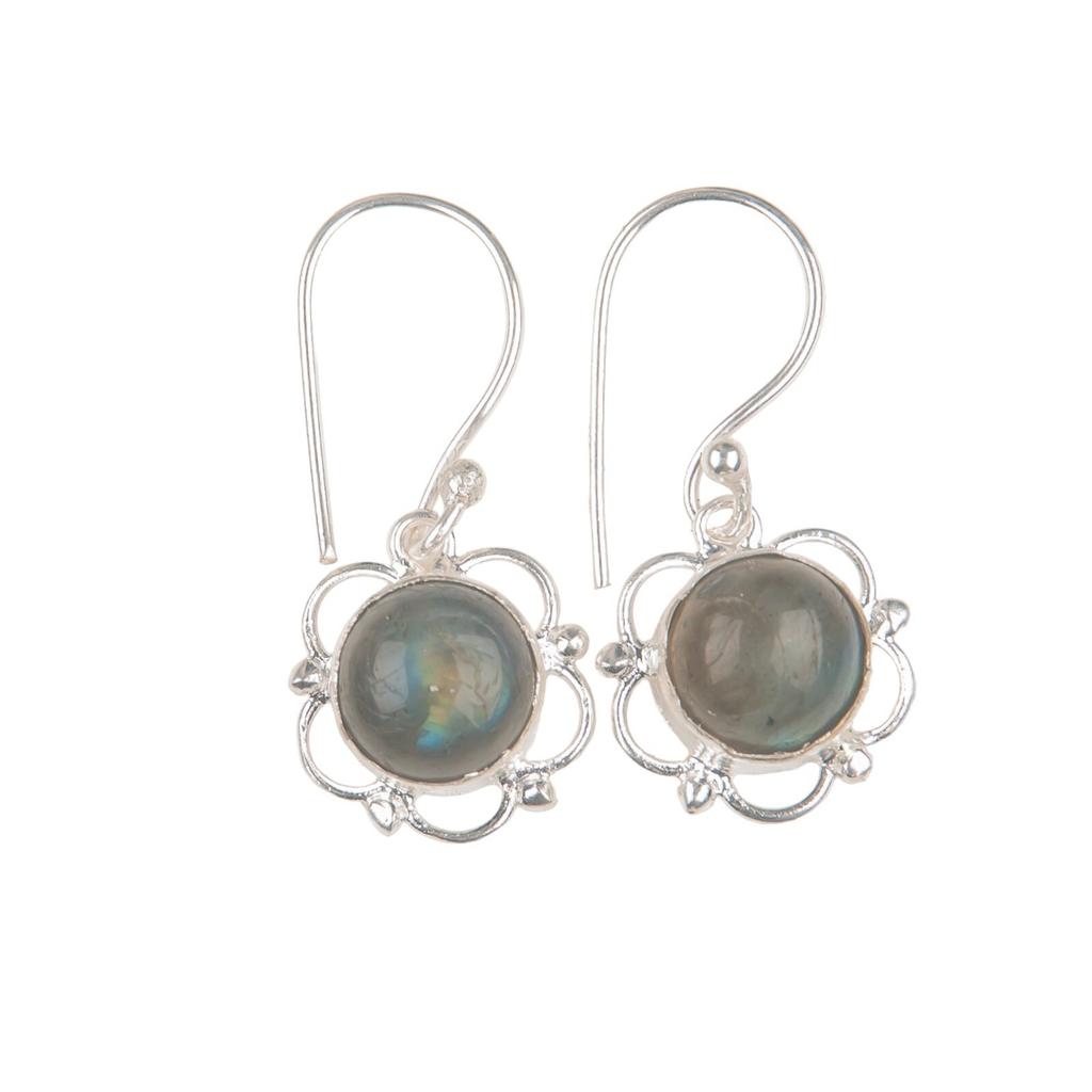 Natural Labradorite Gemstone 925 Sterling Silver Jewelry Women's Earrings 1.40" EE-56-25