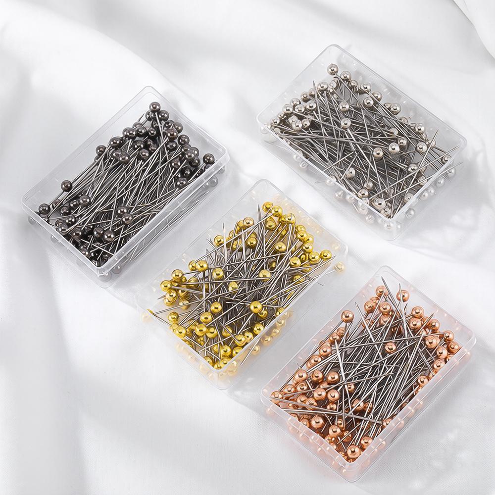 100Pcs/Box Stainless Steel Round Bead Positioning Big Head Needle Patchwork Pin Sewing Positioned DIY Sewing Tool Jewelry Making