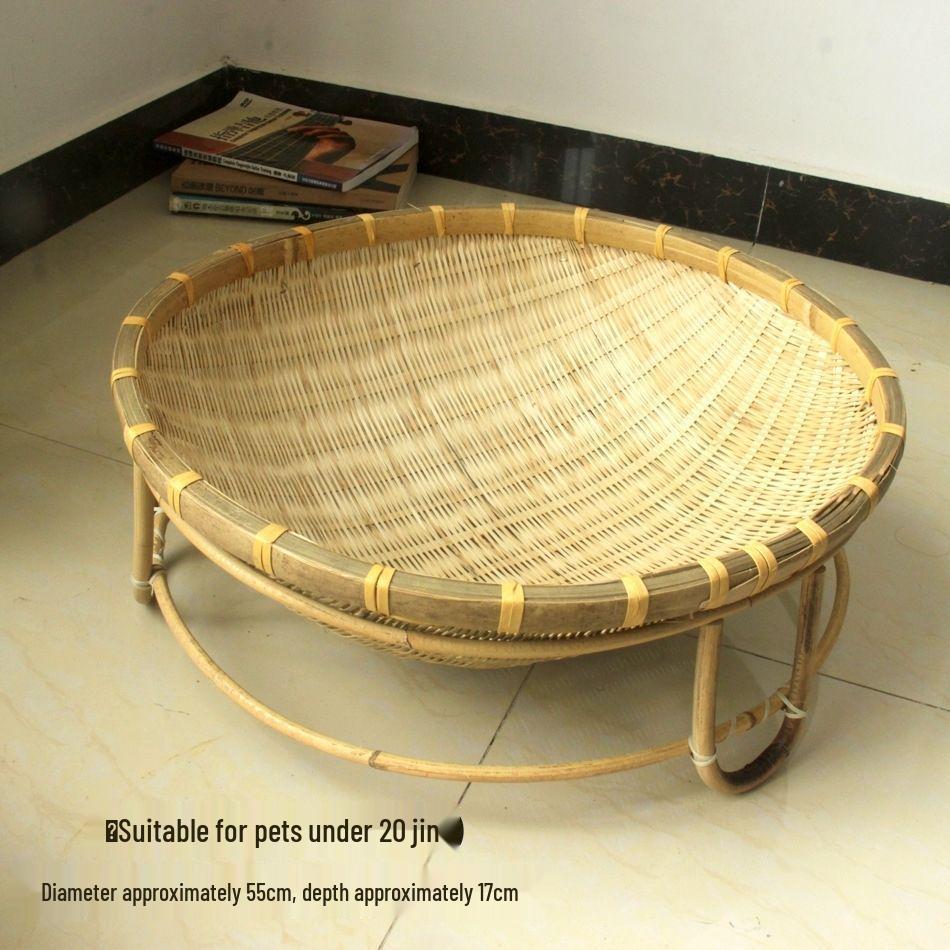 Cat Bed Bamboo Nest - All-Season, Cool Rattan Weave, Double Layer, Red Villa Design, Universal Fit