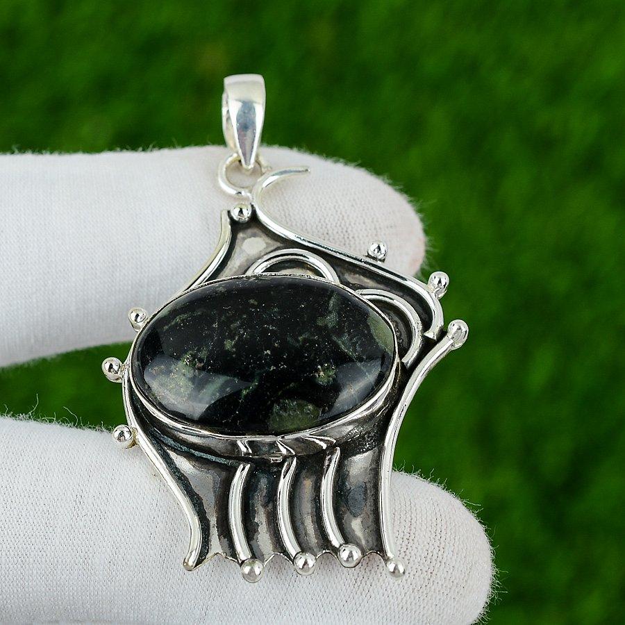 925 Sterling Silver Oval Kambaba Jasper Stone Bezel Birthday New Pendant Jewelry