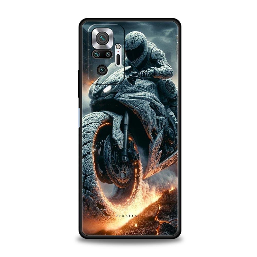 

Motorcycle Phone Case Cover for Redmi 14C 10C Note 15 14 13 12 10 11 K40 Pro Plus 5G Soft TPU Shockproof Shell Fundas Capas Bags Redmi 12