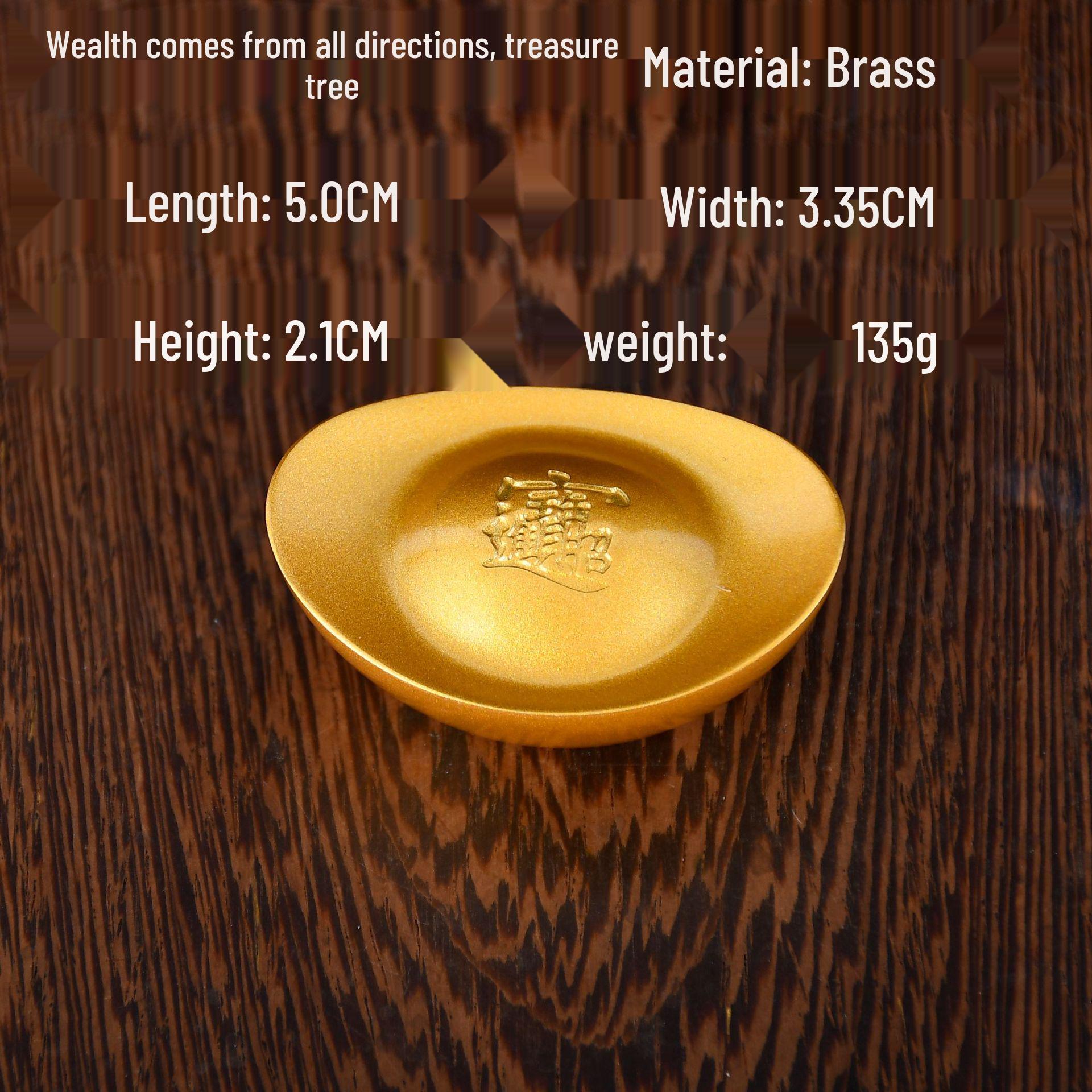 Matte Gold Eight Directions Wealth Yuanbao Ornament - Mini Brass Chinese Decoration